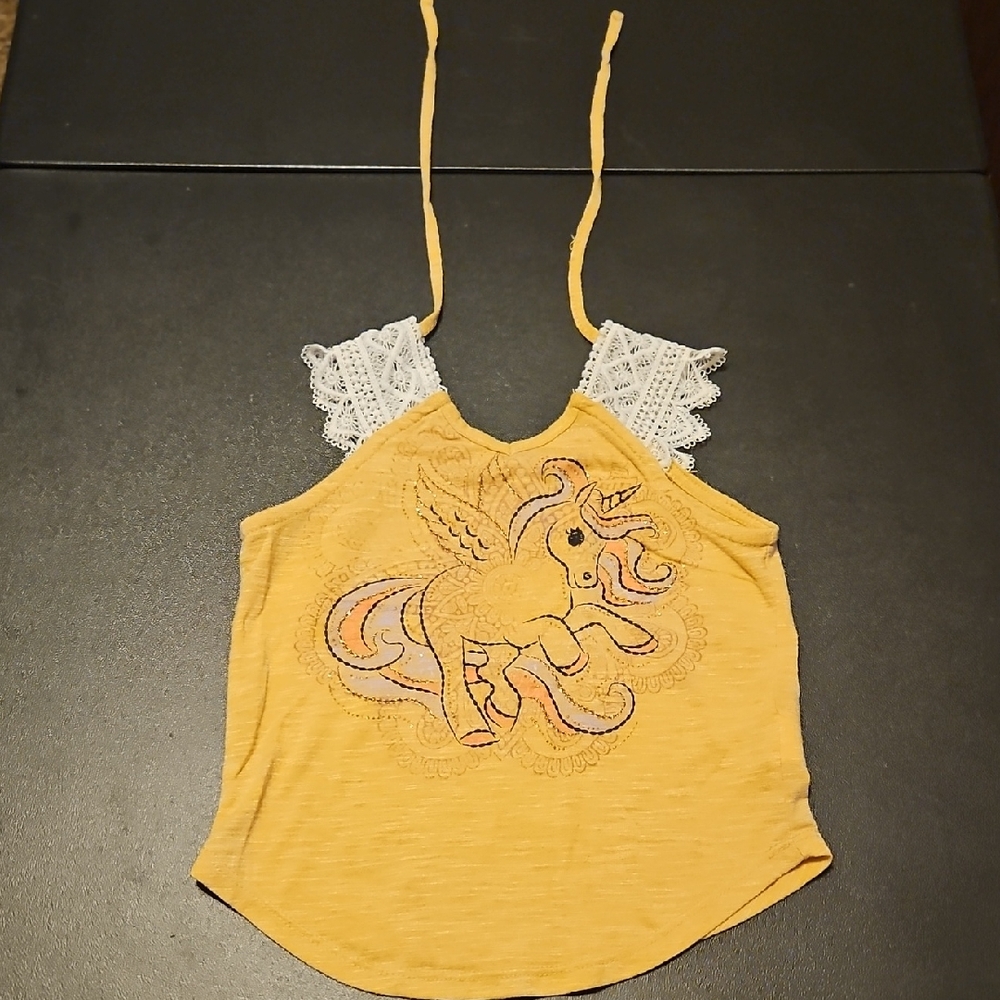 Beautees Gold Cropped Graphic Camisole